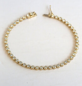American Jewelry 14k Yellow Gold 2.57ctw Diamond Bezel Tennis Bracelet (7.5")