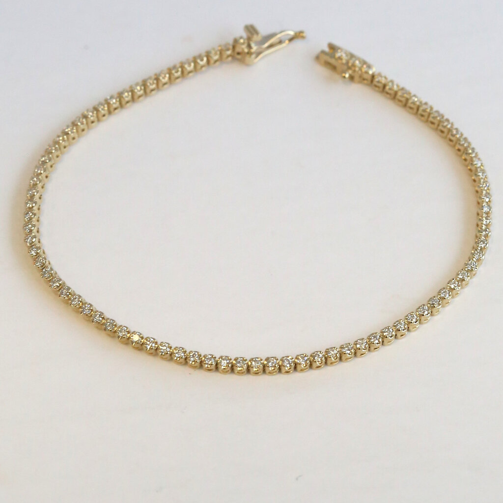 American Jewelry 14k Yellow Gold 1.04ctw Diamond Tennis Bracelet (7.5")