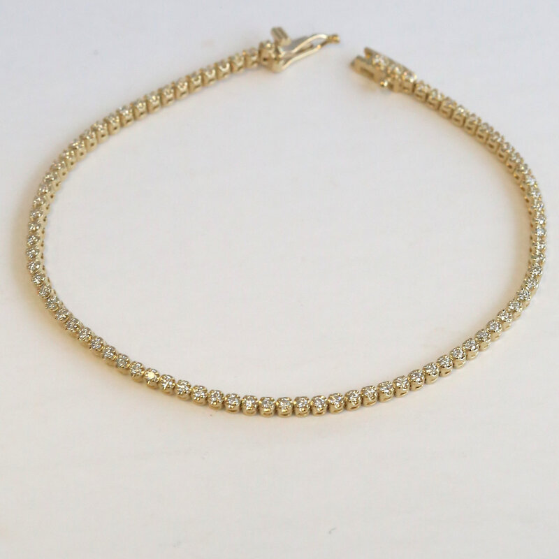 American Jewelry 14k Yellow Gold 1.04ctw Diamond Tennis Bracelet (7.5")