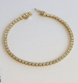 American Jewelry 14k Yellow Gold 2.10ctw Diamond Tennis Bracelet (7.5")
