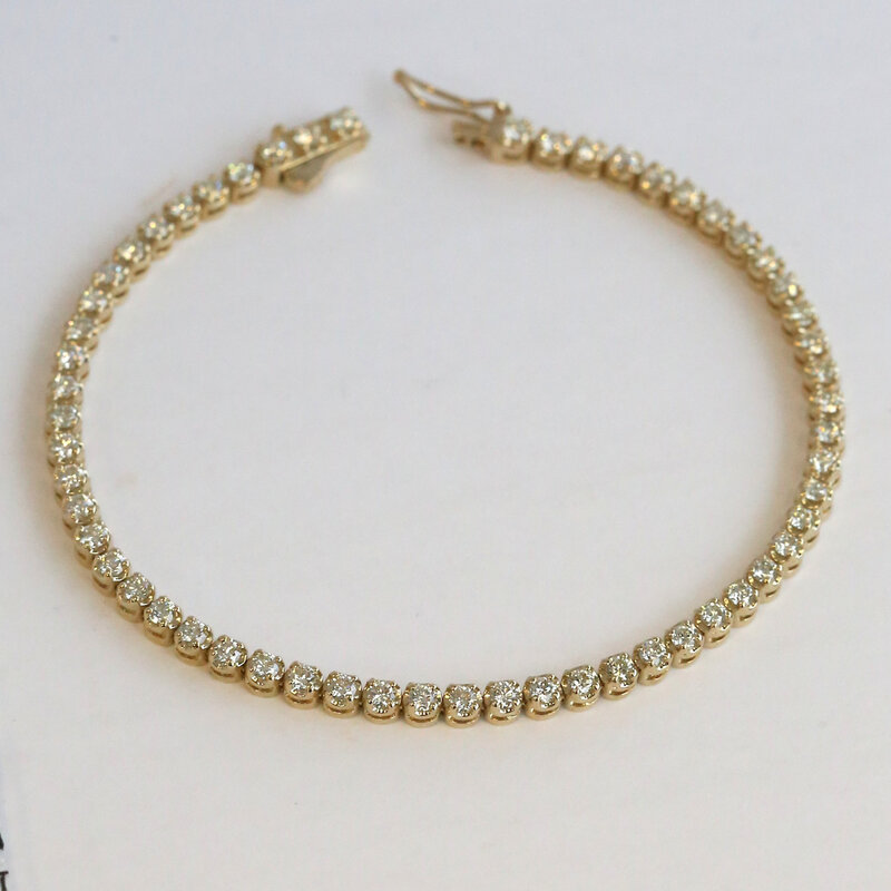American Jewelry 14k Yellow Gold 2.10ctw Diamond Tennis Bracelet (7.5")