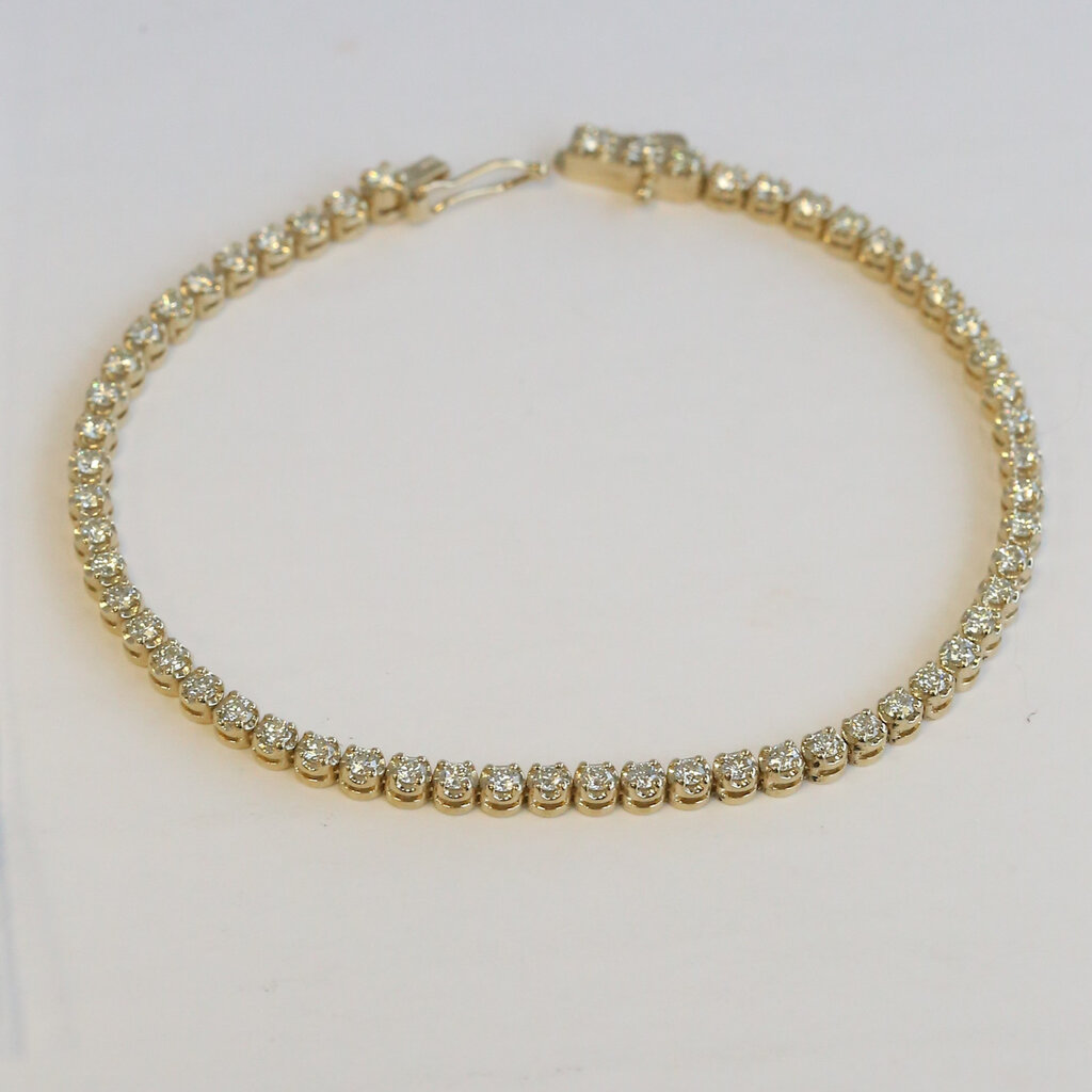 American Jewelry 14k Yellow Gold 2.20ctw Diamond Tennis Bracelet (7.5")