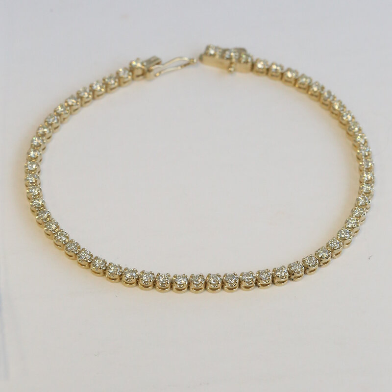 American Jewelry 14k Yellow Gold 2.20ctw Diamond Tennis Bracelet (7.5")