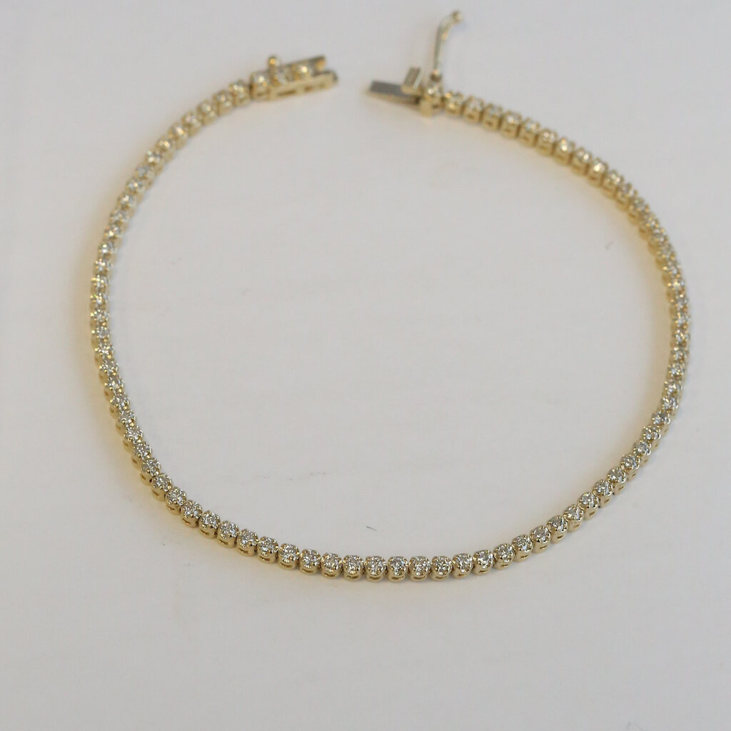 American Jewelry 14k Yellow Gold 1.03ctw Diamond Tennis Bracelet (7.5")