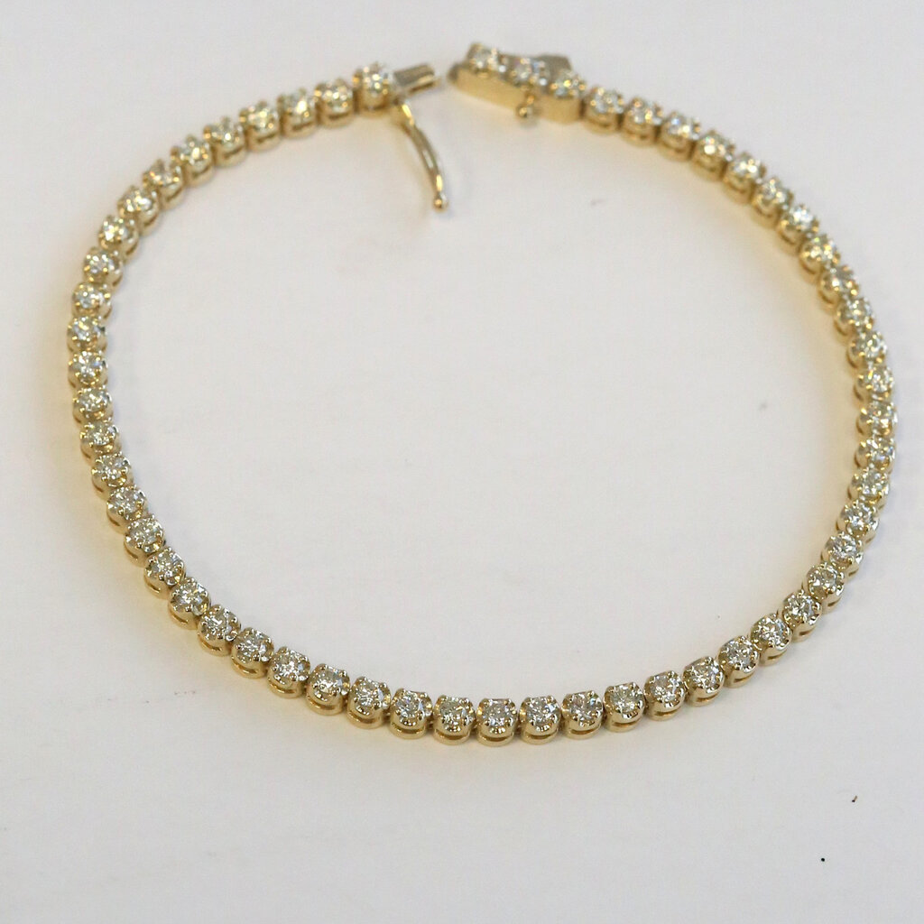 American Jewelry 14k Yellow Gold 2.15ctw Diamond Tennis Bracelet (7.5")