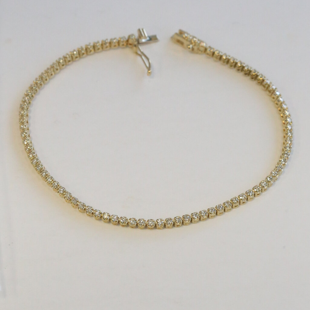 American Jewelry 14k Yellow Gold 1.02ctw Diamond Tennis Bracelet (7.5)