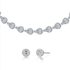 Lafonn Lafonn Sterling Silver Platinum Simulated Diamond 3.52ctw Bracelet .34ctw Earrings Bezel Set
