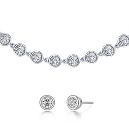 Lafonn Lafonn Sterling Silver Platinum Simulated Diamond 3.52ctw Bracelet .34ctw Earrings Bezel Set