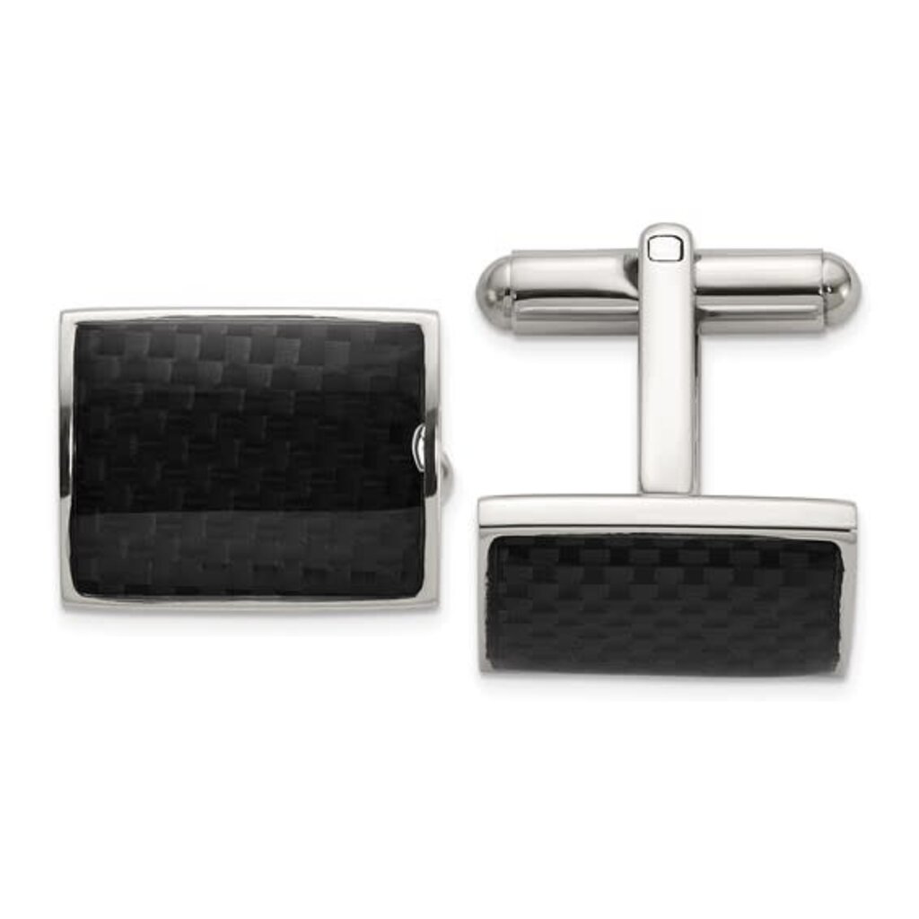 Chisel Stainless Steel Black Carbon Fiber Inlay Cuff Links
