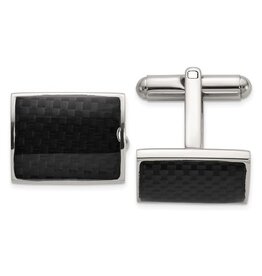 Chisel Stainless Steel Black Carbon Fiber Inlay Cuff Links