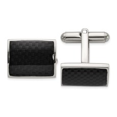 Chisel Stainless Steel Black Carbon Fiber Inlay Cuff Links