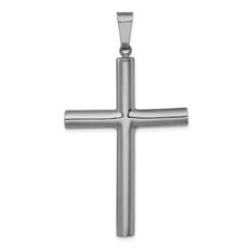 Chisel Sterling Silver Ruthenium Plated Hollow Latin Cross Pendant (NO CHAIN)