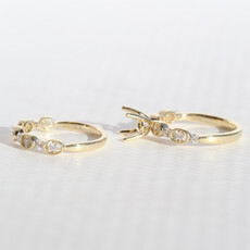 American Jewelry 14k Yellow Gold .56ctw Diamond Milgrain Open Design Semi Mount Engagement Ring & Wedding Band Set