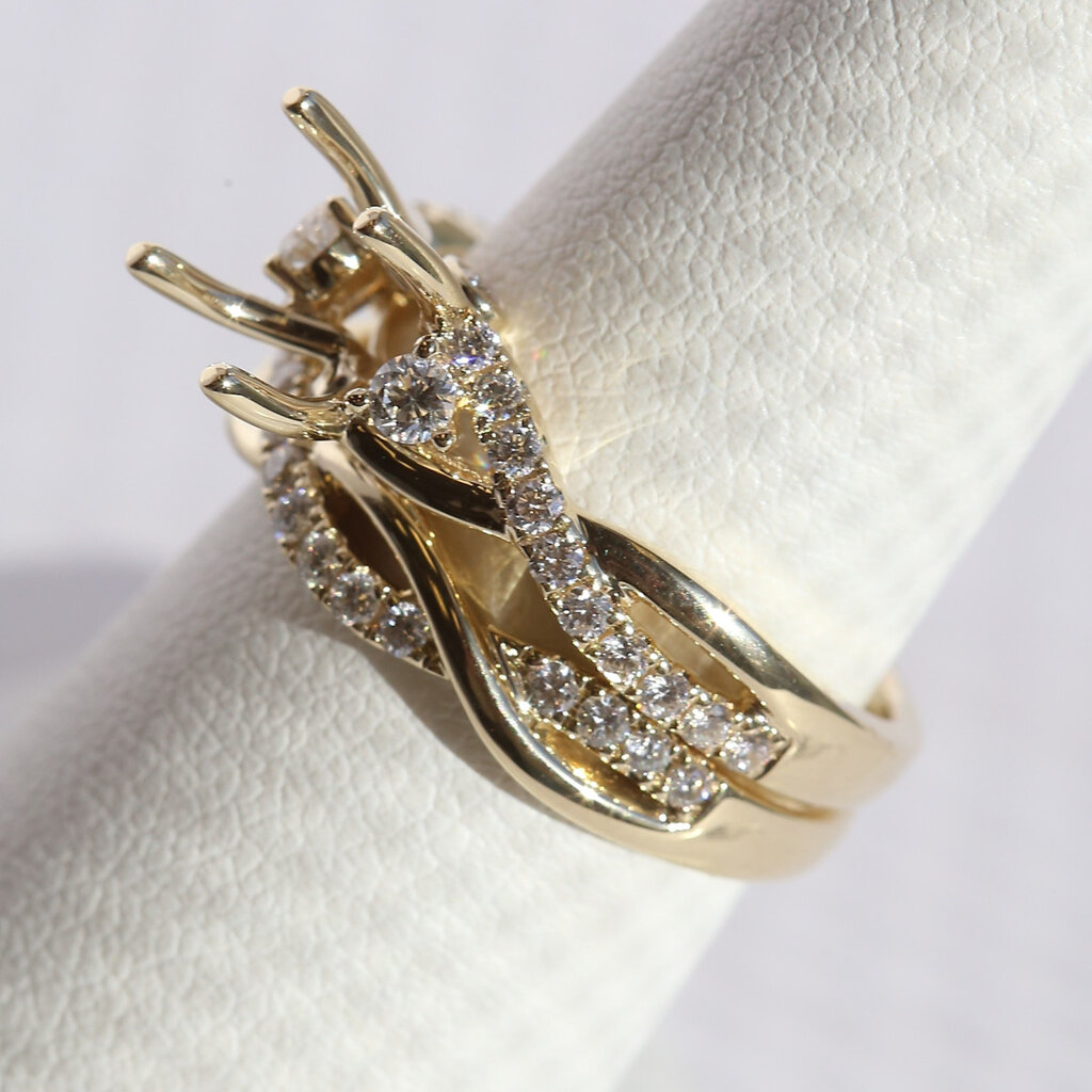 American Jewelry 14k Yellow Gold .62ctw Diamond Twisted Semi Mount & Wedding Band Set