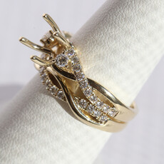 American Jewelry 14k Yellow Gold .62ctw Diamond Twisted Semi Mount & Wedding Band Set