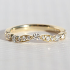 American Jewelry 14k Yellow Gold .39ctw Diamond Milgrain Curved Contour Wedding Band