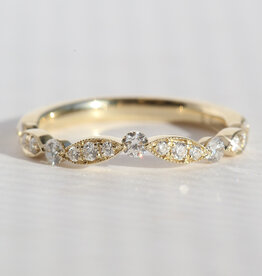 American Jewelry 14k Yellow Gold .39ctw Diamond Milgrain Curved Contour Wedding Band