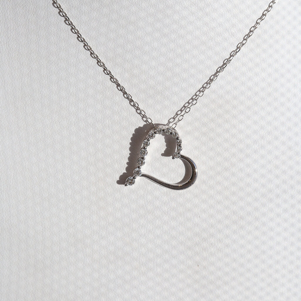 American Jewelry 14k White Gold .25ctw Diamond Heart Necklace