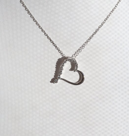 American Jewelry 14k White Gold .25ctw Diamond Heart Necklace