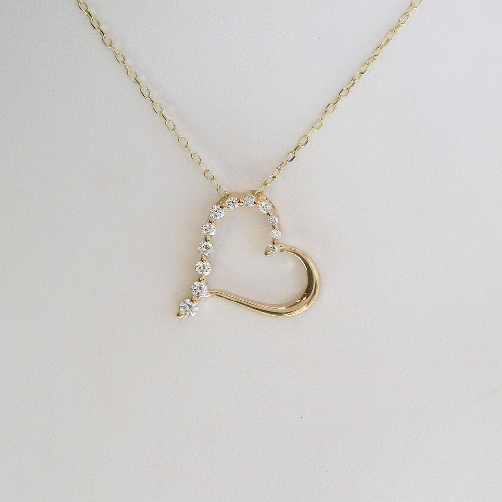 American Jewelry 14k Yellow Gold .25ctw Diamond Heart Necklace