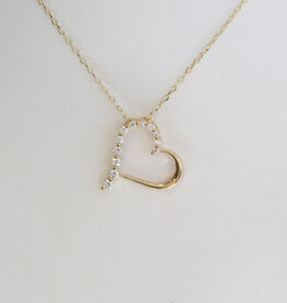 American Jewelry 14k Yellow Gold .25ctw Diamond Heart Necklace