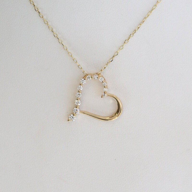 American Jewelry 14k Yellow Gold .25ctw Diamond Heart Necklace