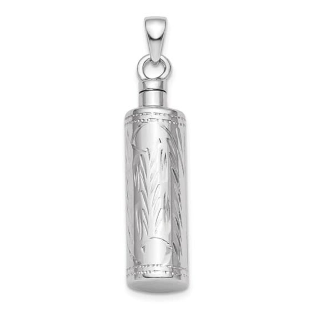 American Jewelry Sterling Silver Rhodium-Plated Cylinder Ash Holder Pendant