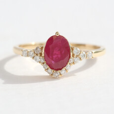 American Jewelry 14k Yellow Gold .85ct Ruby .16ctw Diamond Half Halo Ring