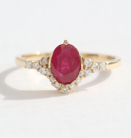 American Jewelry 14k Yellow Gold .85ct Ruby .16ctw Diamond Half Halo Ring