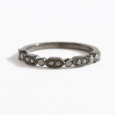 American Jewelry 14k White Gold  .30ctw Black Diamond Milgrain Stackable Band Ring