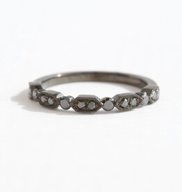American Jewelry 14k White Gold  .30ctw Black Diamond Milgrain Stackable Band Ring
