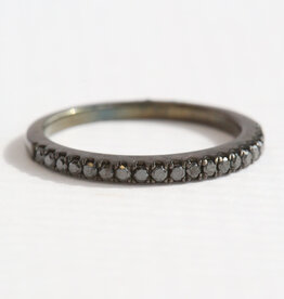American Jewelry 14k White Gold  .25ctw Black Diamond Straight Stackable Band Ring