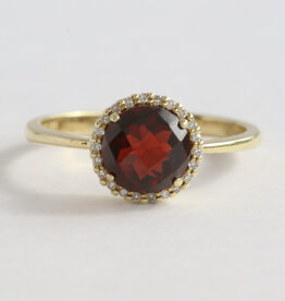 American Jewelry 14k Yellow Gold 1.98ct Garnet .07ctw Diamond Halo Ring