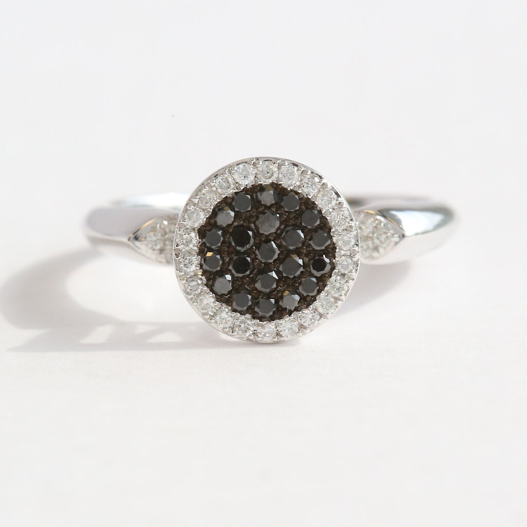 American Jewelry 14k White Gold .19ctw Black Diamond .14ctw Diamond Pave Round Ring