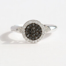 American Jewelry 14k White Gold .19ctw Black Diamond .14ctw Diamond Pave Round Ring