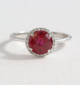 American Jewelry 14k White Gold 1.89ct Created Ruby .07ctw DIamond Ring