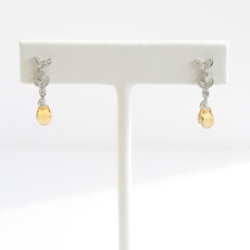 American Jewelry 14k White Gold 2.65ctw Citrine .08ctw Diamond Dangle Earrings