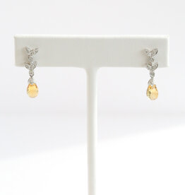 American Jewelry 14k White Gold 2.65ctw Citrine .08ctw Diamond Dangle Earrings