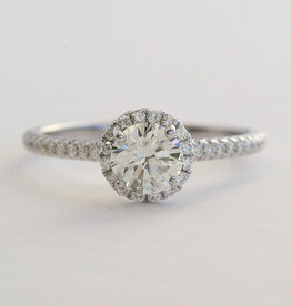American Jewelry 14k White Gold 1.40ctw (.90 J/SI2 GIA Ctr) Round Diamond Halo Engagement Ring