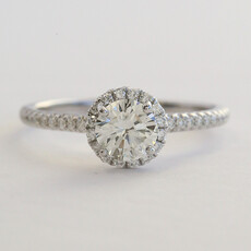 American Jewelry 14k White Gold 1.40ctw (.90 J/SI2 GIA Ctr) Round Diamond Halo Engagement Ring