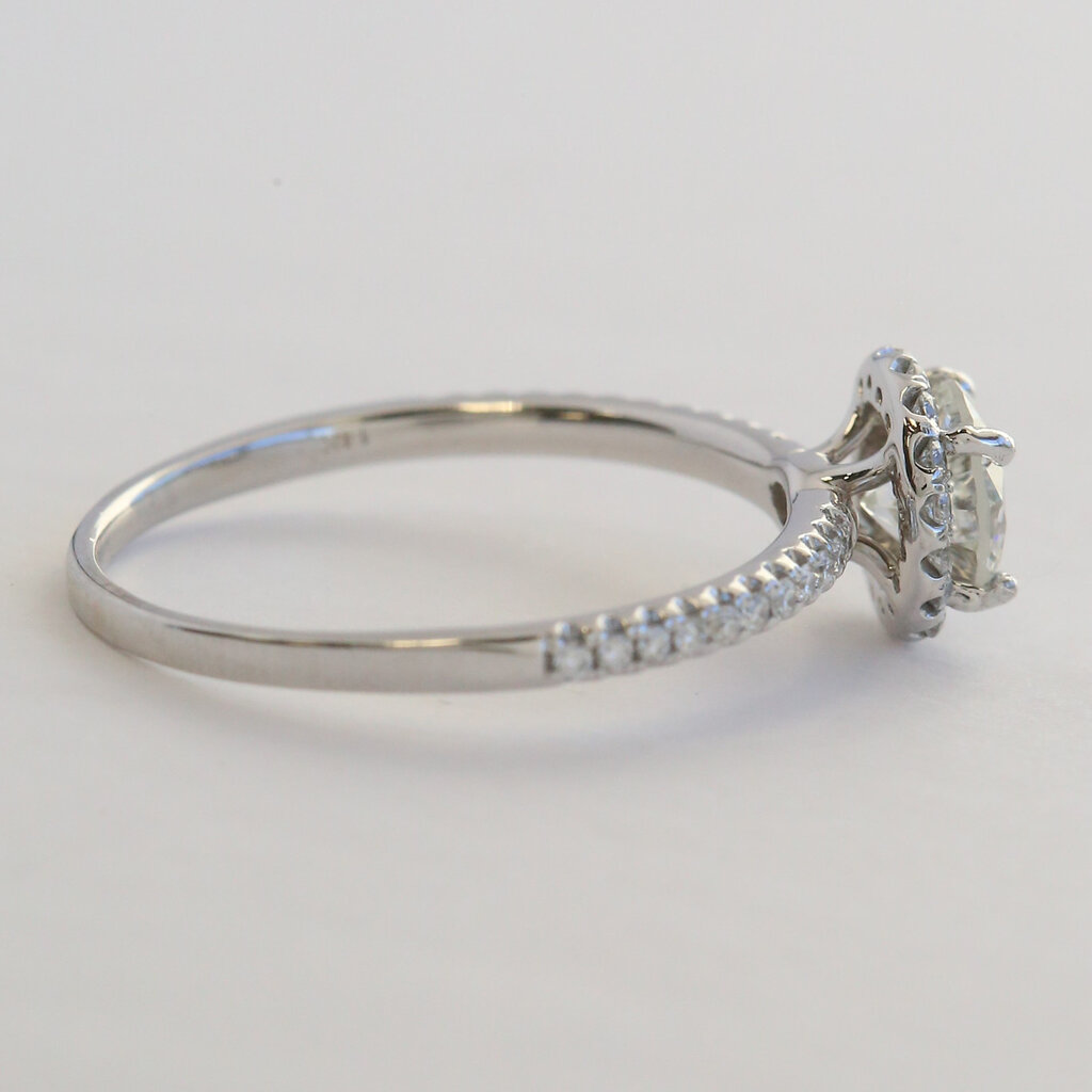 American Jewelry 14k White Gold 1.40ctw (.90 J/SI2 GIA Ctr) Round Diamond Halo Engagement Ring