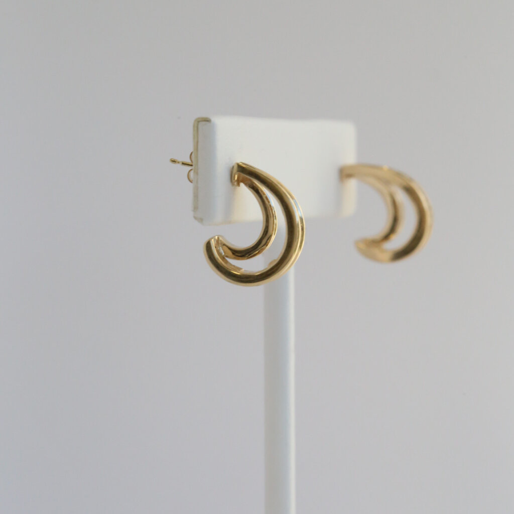 American Jewelry ESTATE 14k Yellow Gold .25ctw Diamond Channel Set Half Hoop Earrings