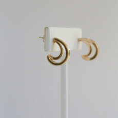 American Jewelry ESTATE 14k Yellow Gold .25ctw Diamond Channel Set Half Hoop Earrings