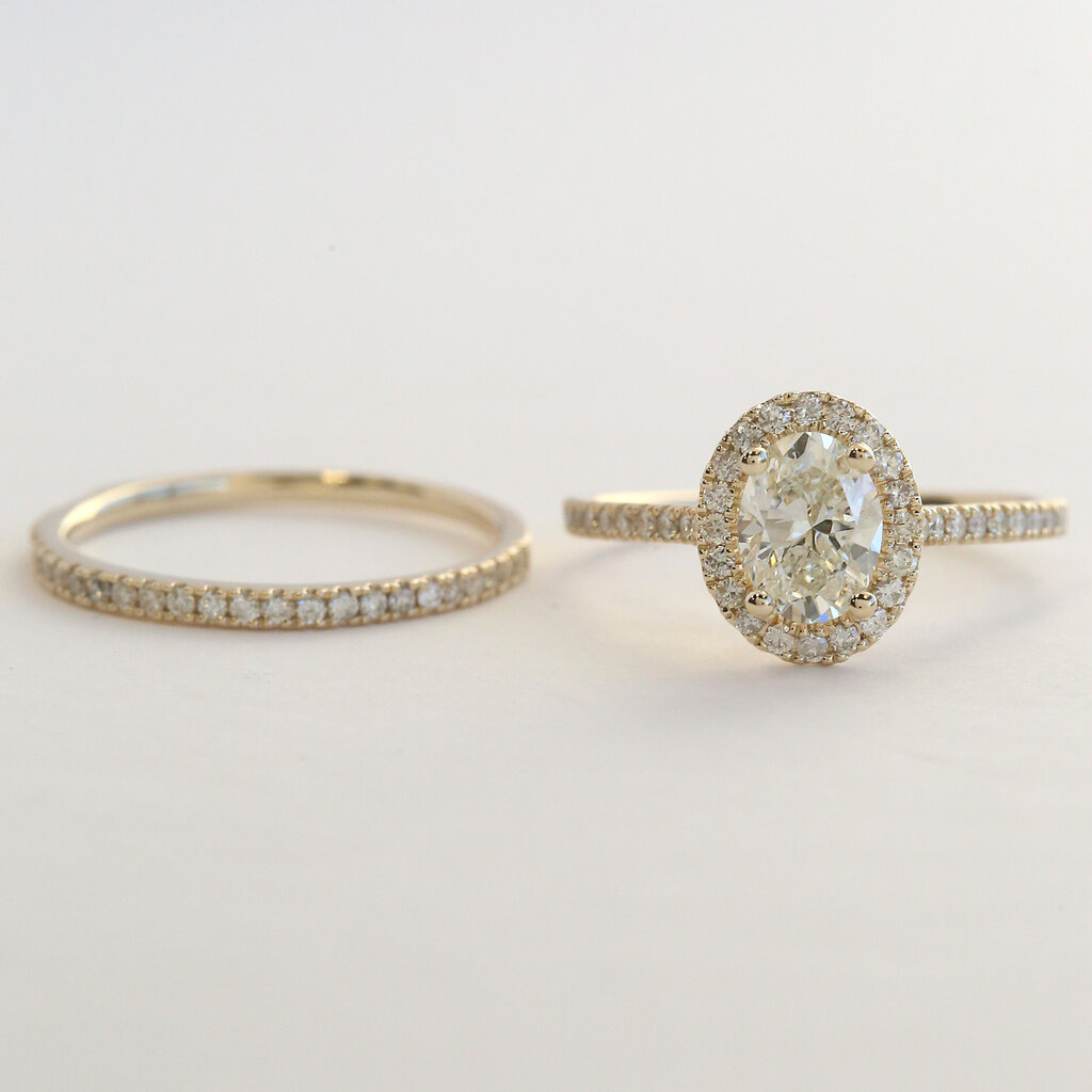 American Jewelry 14k Yellow Gold 1.65ctw (1.01 I/SI2 GIA) Oval Diamond Halo Engagement Ring