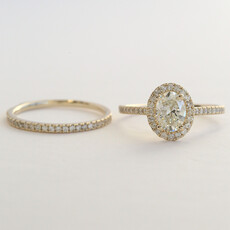 American Jewelry 14k Yellow Gold 1.65ctw (1.01 I/SI2 GIA) Oval Diamond Halo Engagement Ring