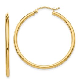 American Jewelry 14k Yellow Gold 40mm Tube Hoop Earrings