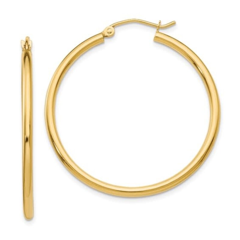 American Jewelry 14k Yellow Gold 40mm Tube Hoop Earrings