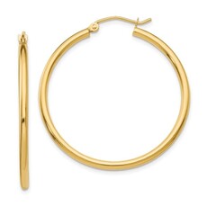 American Jewelry 14k Yellow Gold 40mm Tube Hoop Earrings