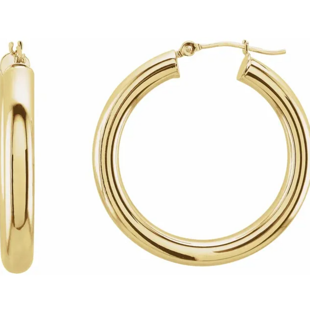 American Jewelry 14k Yellow Gold 15mm Huggie Hoop Earrings