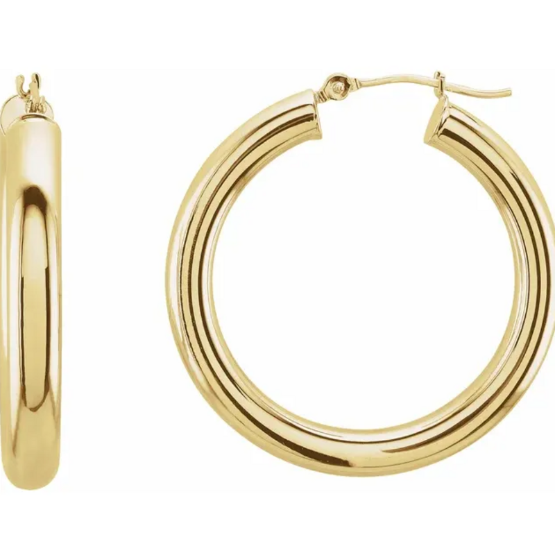 American Jewelry 14k Yellow Gold 15mm Huggie Hoop Earrings